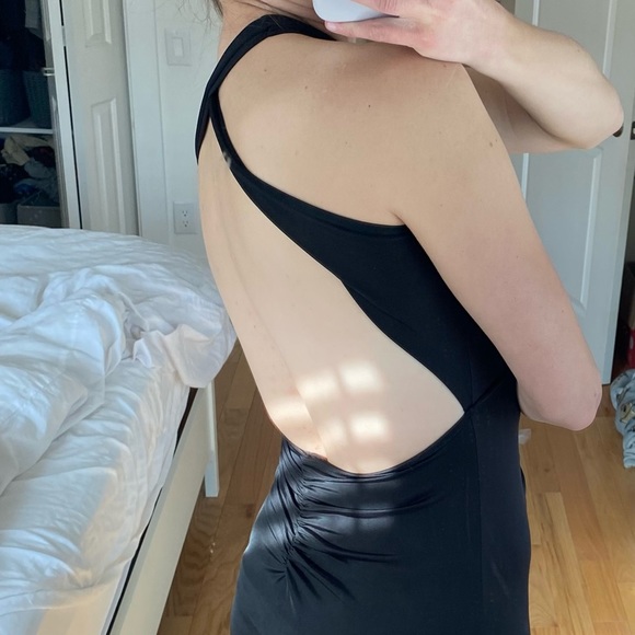 Black Slinky High Neck Dress with Cutouts - Picture 5 of 10